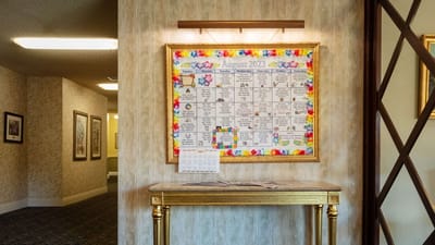 Activity calendar displayed in a common area