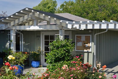 Exterior view of Solvang Friendship House entrance