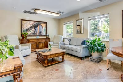 Bright common area with comfortable seating