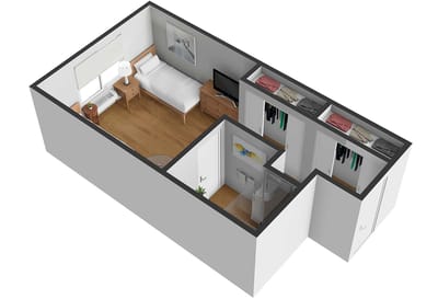 Floor plan of a private resident room