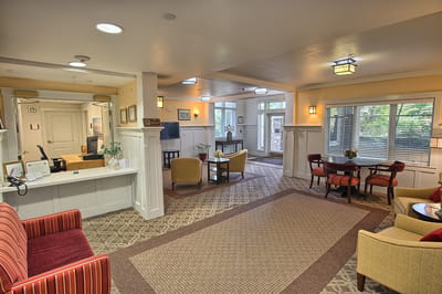 Bright interior of a common area with seating