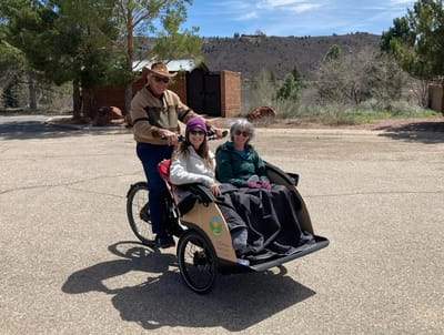 Residents enjoying an outdoor cycling activity