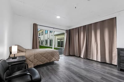 Simple, modern room in a senior living facility