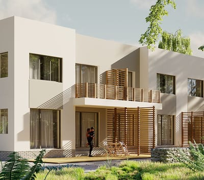 Exterior view of a modern assisted living facility