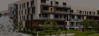 Modern assisted living building with outdoor space