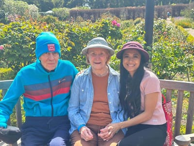 Residents enjoying time in a garden