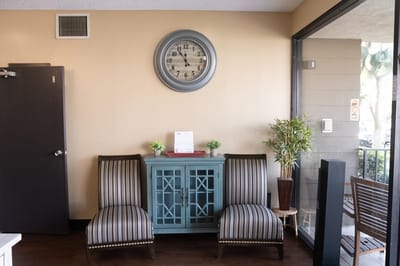 Cozy interior lounge area with seating and decor