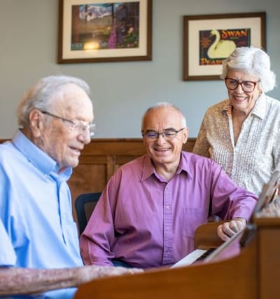 Residents enjoying a music activity together