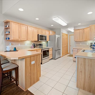 Modern kitchen in a senior living facility