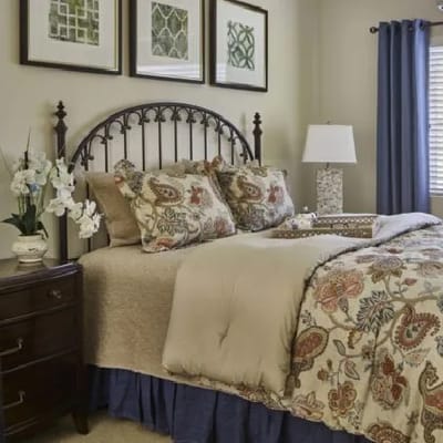 Comfortable bedroom in a senior living facility