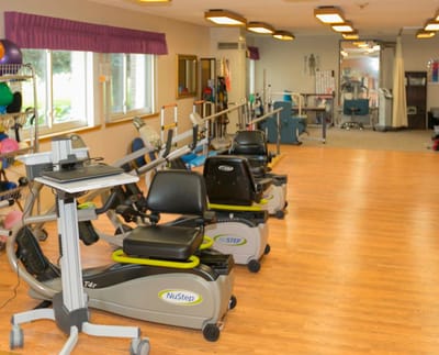 Interior of a fitness area with exercise machines