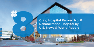 Exterior view of Craig Hospital with ranking details