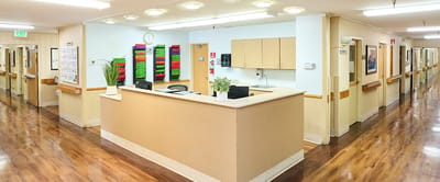 Reception area of a senior care facility