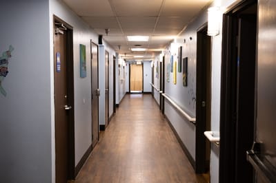 Empty hallway in a senior care facility