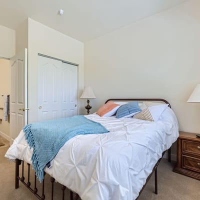 Private bedroom with a comfortable bed and decor