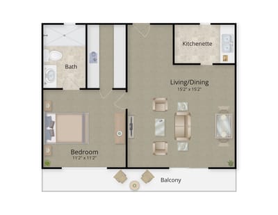 Architectural floor plan of a living space