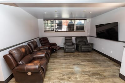 Common area with seating and comfortable chairs