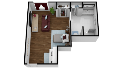 3D model of a residential room layout