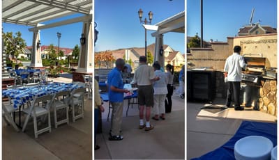 Residents enjoying a barbecue gathering in an outdoor space