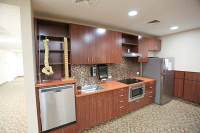 Modern kitchen area in a rehabilitation center