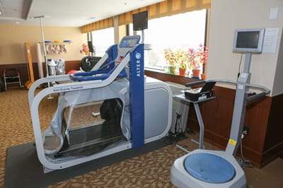 Therapy equipment in a bright exercise room
