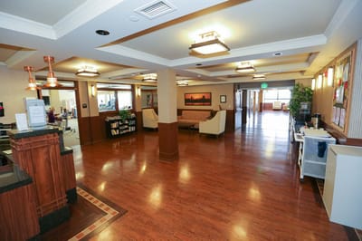 Interior view of a common area in a nursing facility