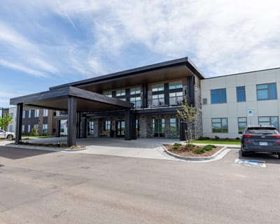 Front entrance of a senior living facility