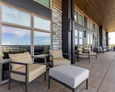 Outdoor seating area with comfortable chairs