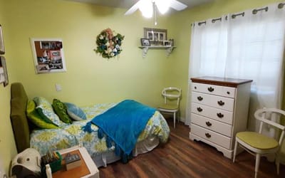 Cozy private bedroom in an assisted living facility
