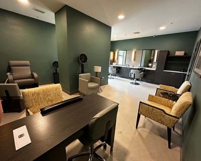 Interior view of a grooming area in a senior facility