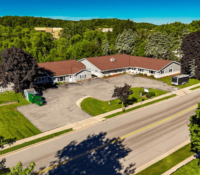 Aerial view of the Autumn Oaks facility and surrounding area