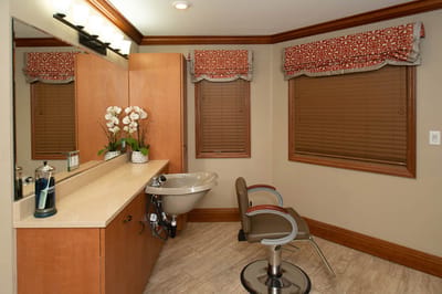 Bright hair salon area with modern fixtures