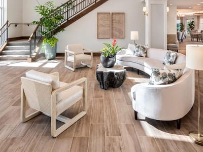 Bright and welcoming lobby area with modern seating
