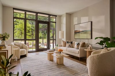 Bright common area with comfortable seating