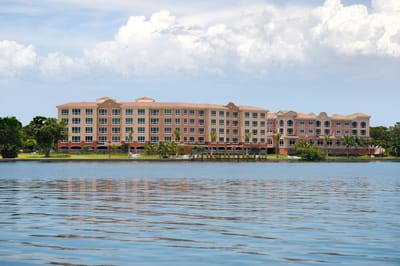 Exterior view of The Inn at Freedom Square by the water
