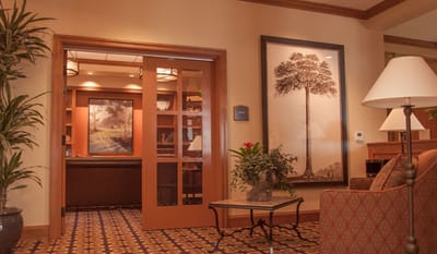 Interior view of a welcoming lobby with decor