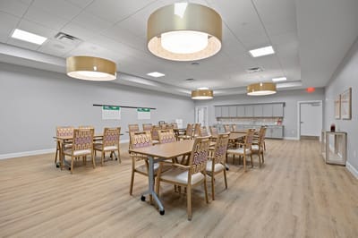 Interior dining room with modern furnishings
