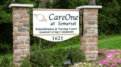 Facility entrance sign for CareOne at Somerset