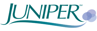 JUNIPER logo in teal and blue