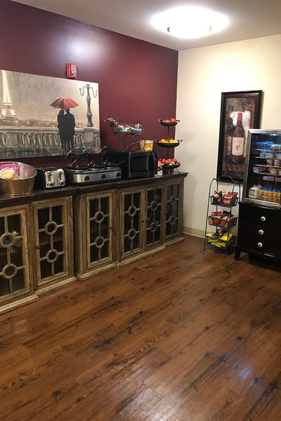 Interior view of a cozy kitchenette area