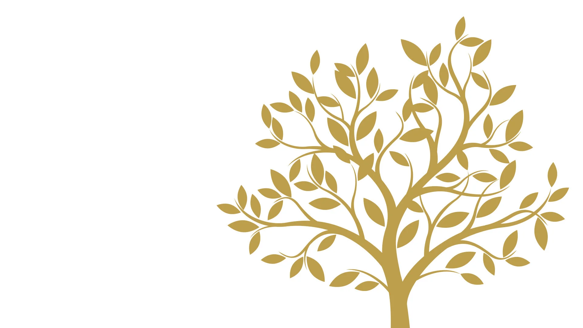 Decorative tree graphic in gold