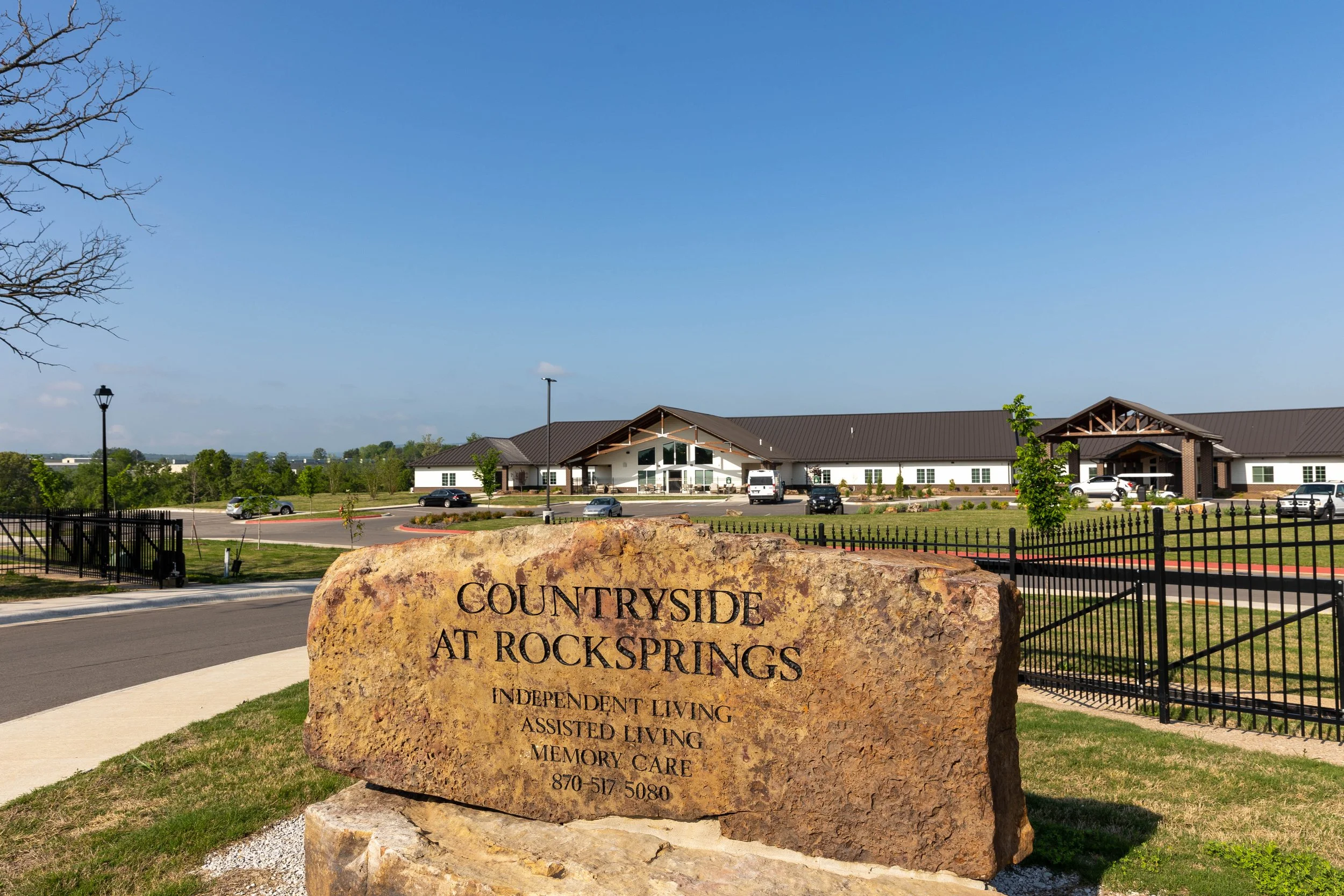 Exterior view of Countryside at Rocksprings facility sign