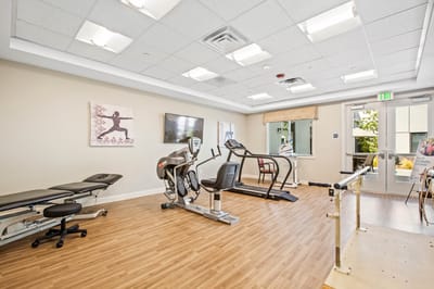 Interior view of a therapy room with equipment