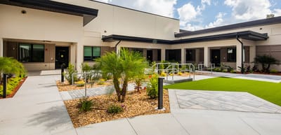 Courtyard area with landscaping and walkways