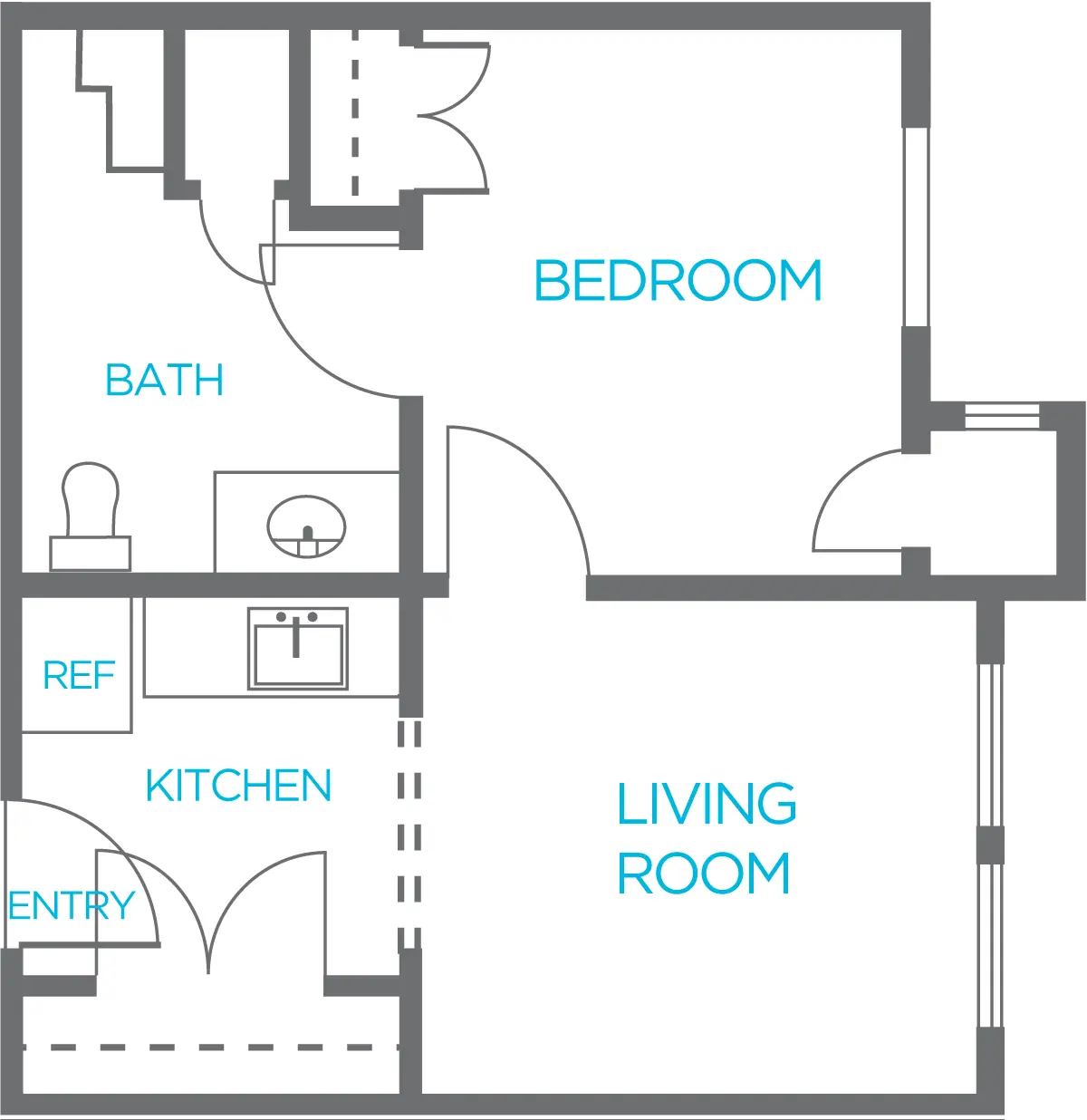 Architectural floor plan of a unit layout