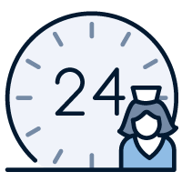 Cartoon-style nurse with a clock