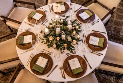 Elegant dining table set for a meal