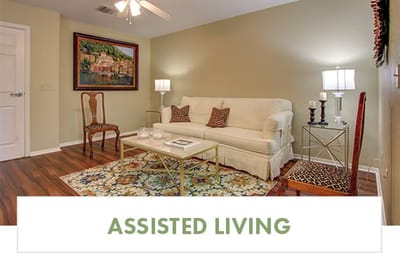 Cozy interior living area in assisted living facility