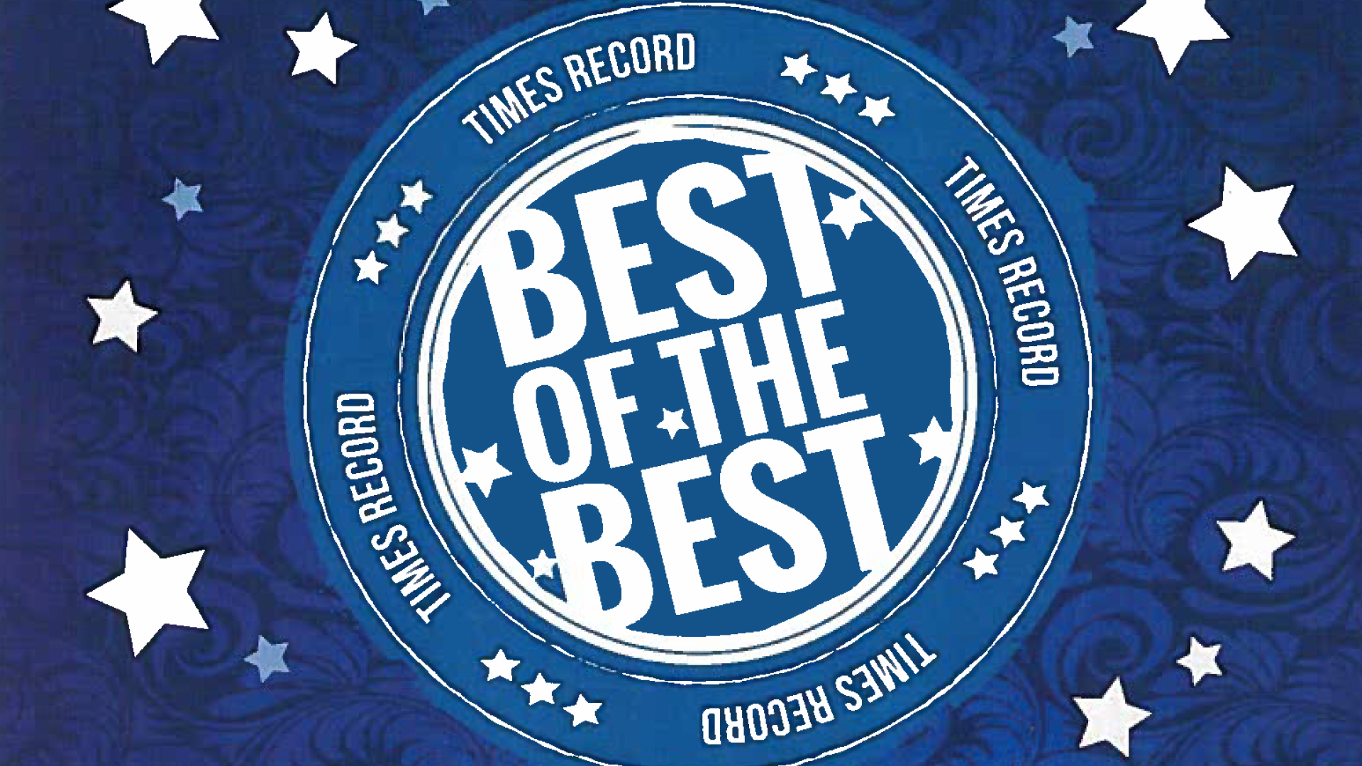 Award badge with stars and text
