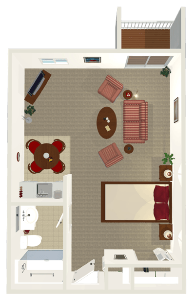 Architectural floor plan of a resident unit
